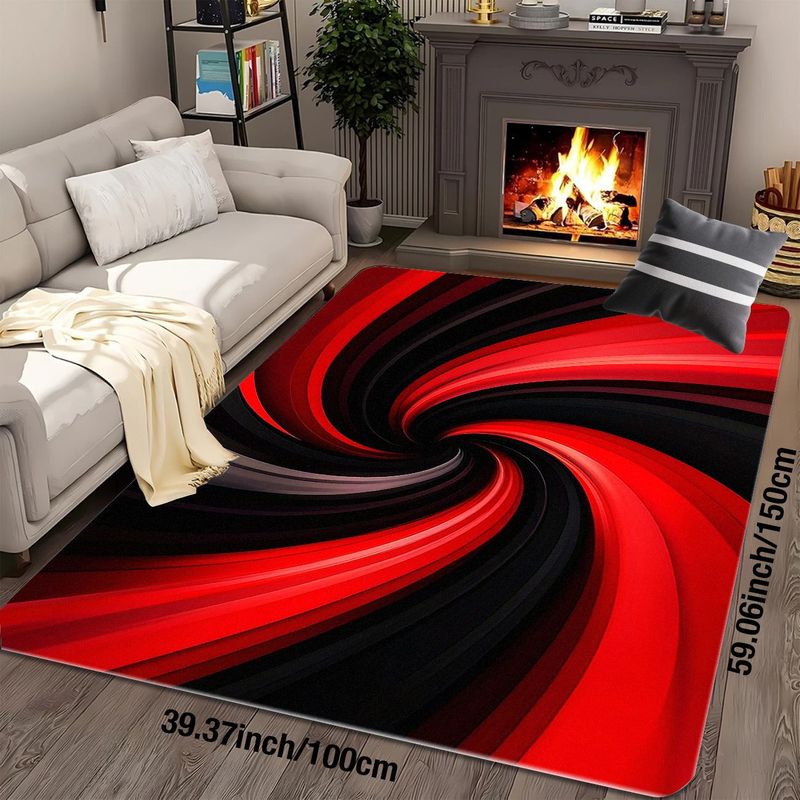 Flannel Printed Red Black Spir - đánh giá và giá Printed Rug Abstract