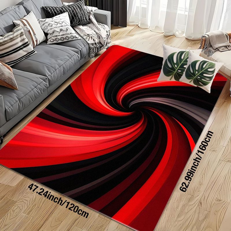 Flannel Printed Red Black Spir - đánh giá và giá Printed Rug Abstract