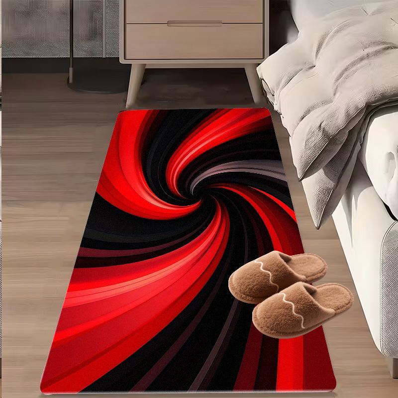 Flannel Printed Red Black Spir - đánh giá và giá Printed Rug Abstract