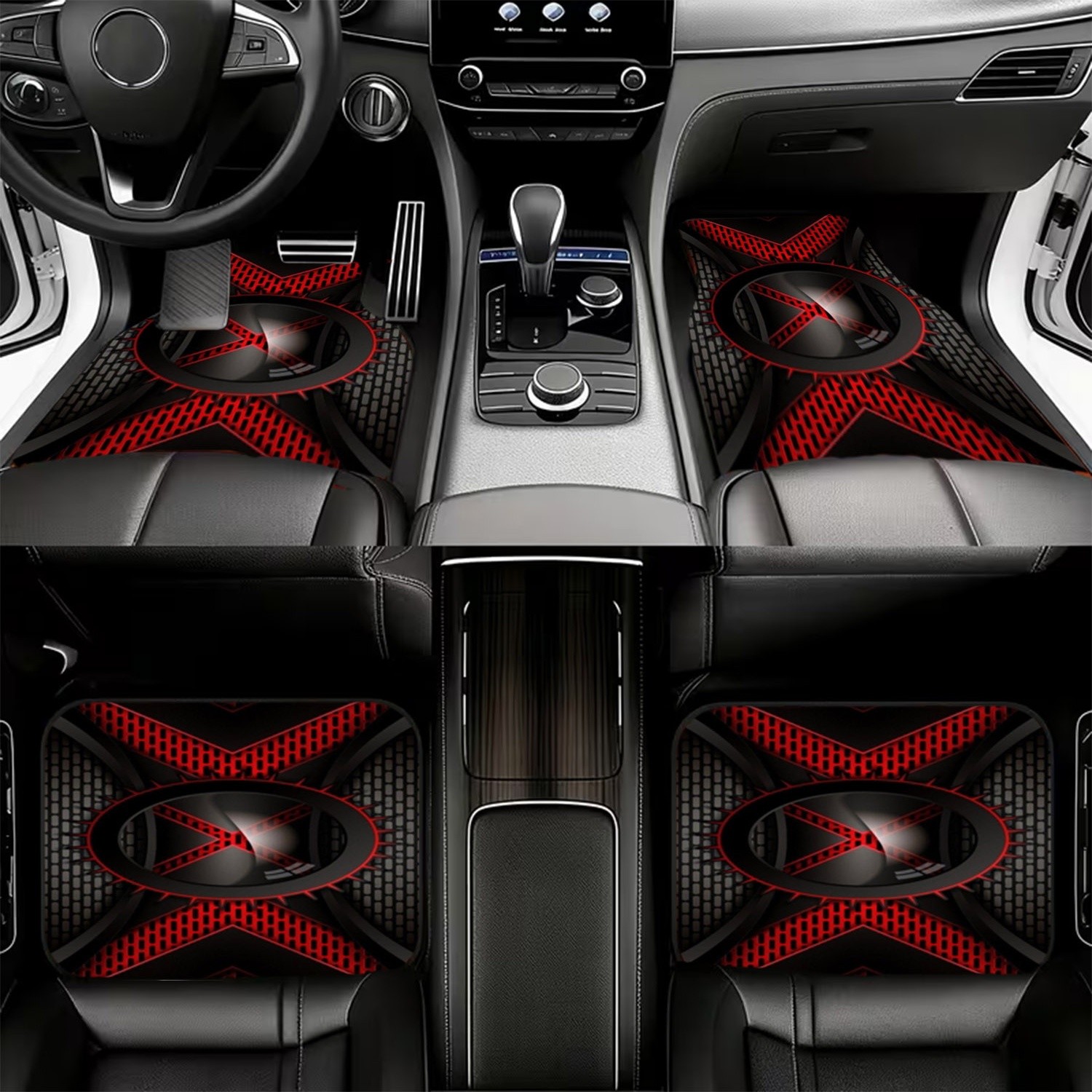 4pcs Car Floor Mats, Black & R - đánh giá và giá Interior Design Industrial Style