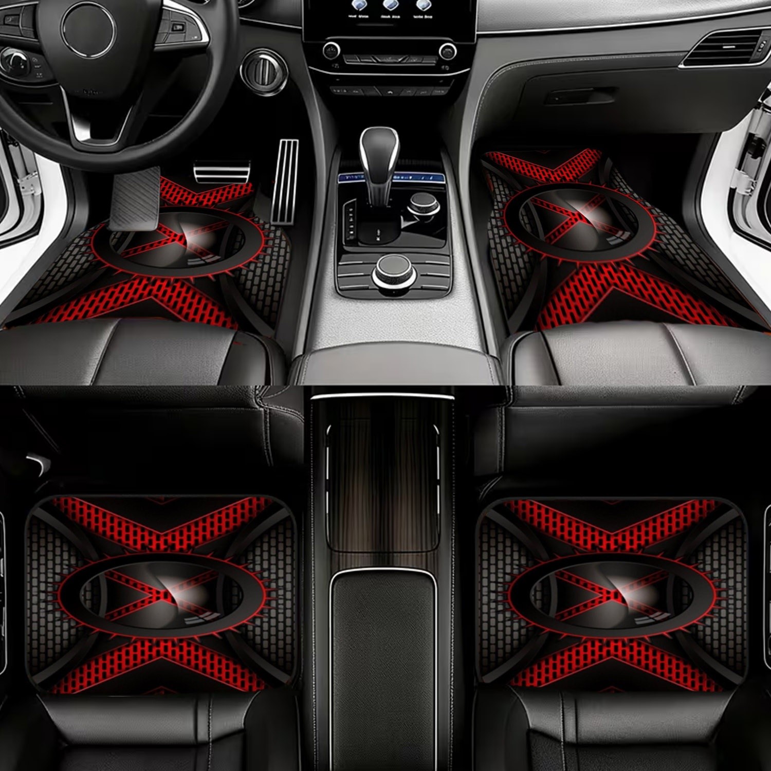 4pcs Car Floor Mats, Black & R - đánh giá và giá Interior Design Industrial Style