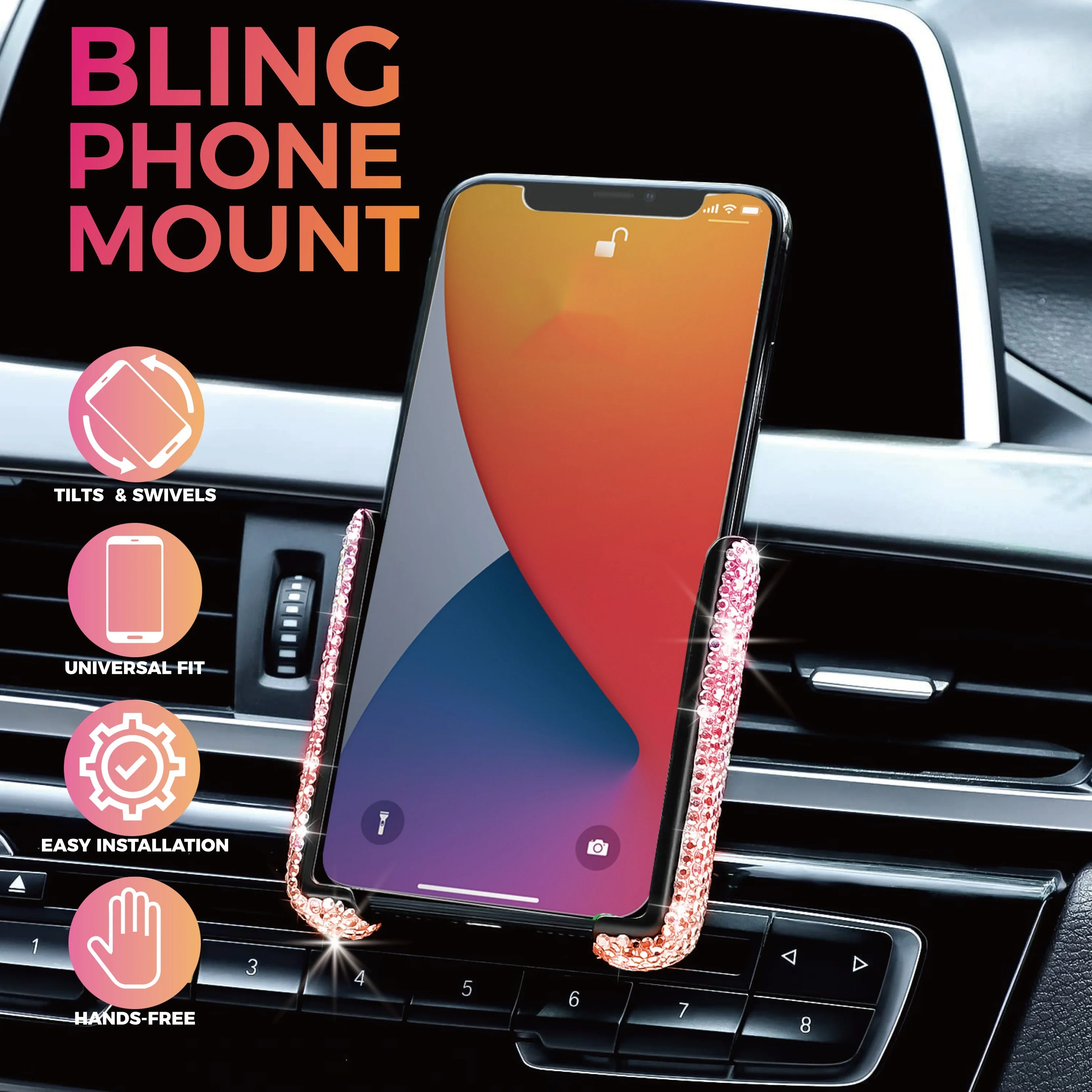 New Car Phone Holder Diamond C - đánh giá và giá Interior Design Texture