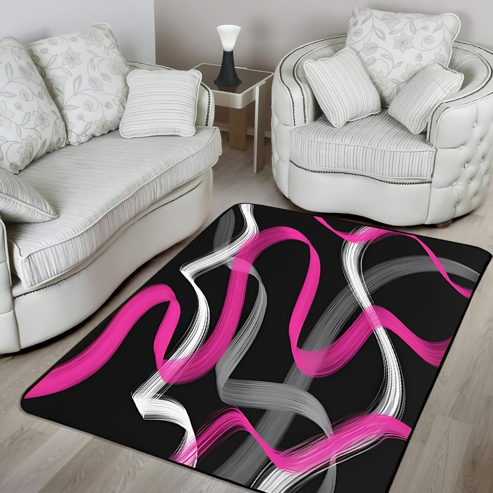 Hot Pink and Gray Black Geomet - đánh giá và giá Printed Rug Abstract